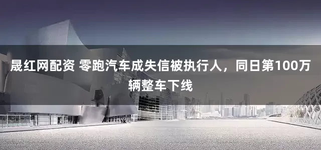 晟红网配资 零跑汽车成失信被执行人，同日第100万辆整车下线
